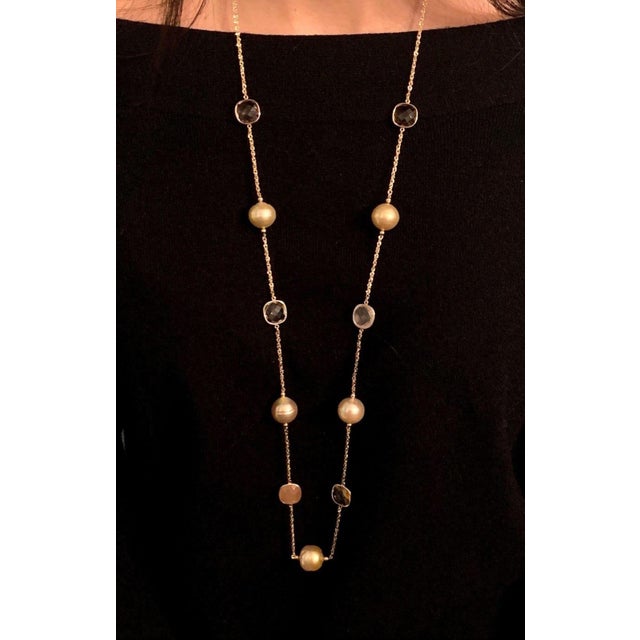 South Sea Gold Pearl Quartz Necklace 14 Karat Gold Certified For Sale - Image 4 of 5