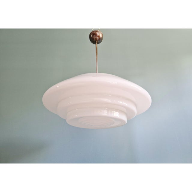 Bauhaus Pendant Light in White Opaline Glass, 1930s For Sale - Image 13 of 13