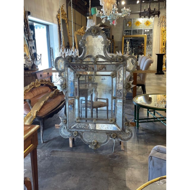 19th Century Venetian Etched Glass Mirror With Leaves and Flowers For Sale - Image 9 of 11