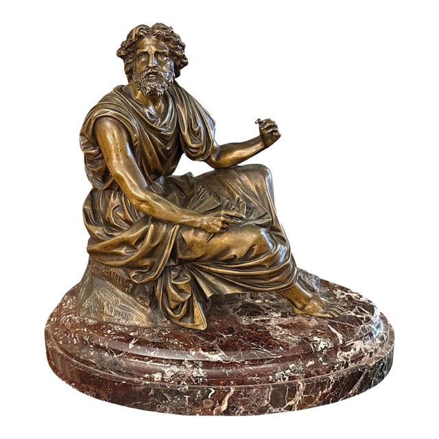 19th Century French Bronze Figure of Ancient Greek Philosopher Zeno of Elea. For Sale