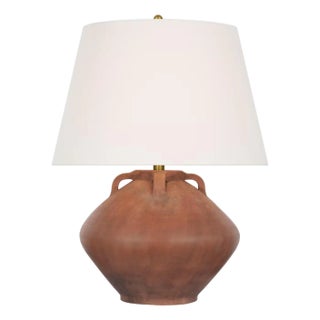 Amber Lewis by Visual Comfort Signature Brewer 25" Table Lamp in Natural Terracotta with Linen Shade For Sale