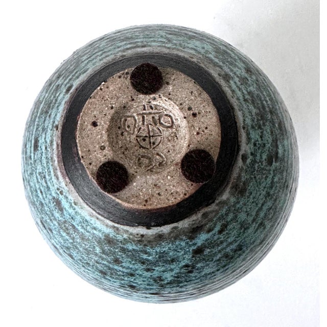 Ceramic Vase with Robin Egg Blue Glaze by Otto Heino For Sale - Image 9 of 10