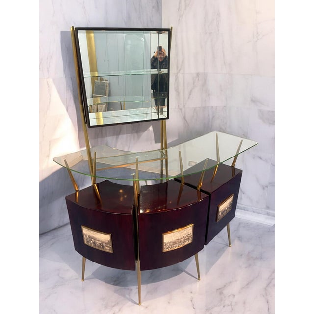 Mid-Century Italian Cocktail Bar Set with Cabinet by Gio Ponti, 1956, Set of 4 For Sale - Image 14 of 18