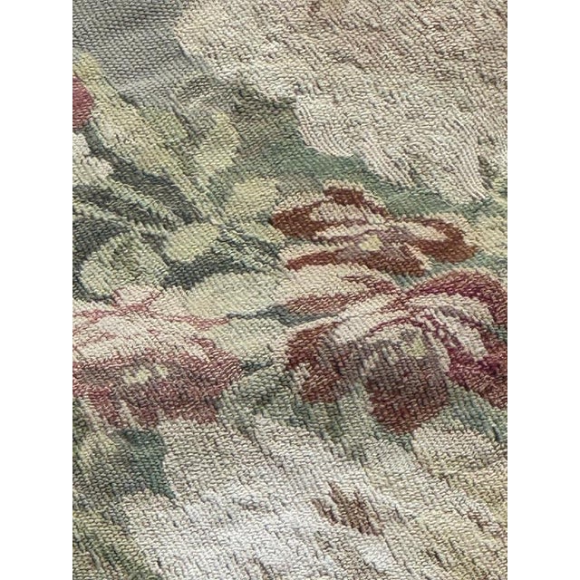 Textile Antique French Tapestry with Rooster and Flowers from Aubusson, 1900 For Sale - Image 7 of 18