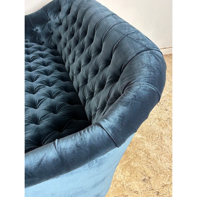 Wood 1970s Ward Bennett Tufted Velvet Loveseat For Sale - Image 7 of 10