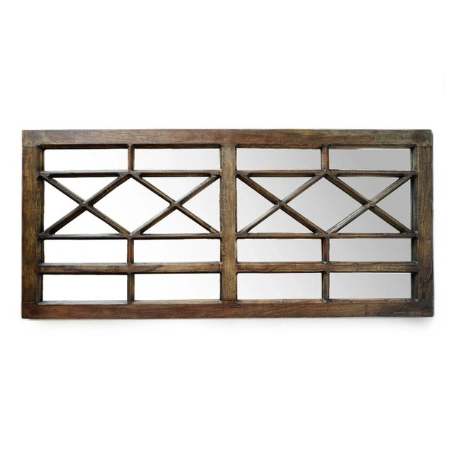 Farmhouse Vintage Wood Window Mirror For Sale - Image 3 of 5