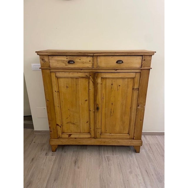 Antique rustic sideboard in solid fir wood from the late 19th century (late 1800s). Created for functional use in rural...