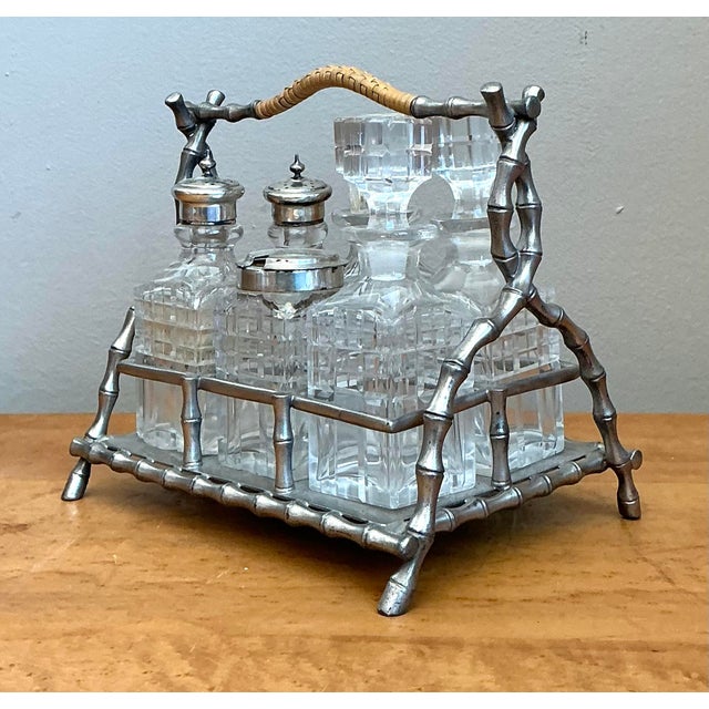 Vintage 19th Century Sheffield Bamboo Plate Cruet Set of 7 For Sale - Image 4 of 12