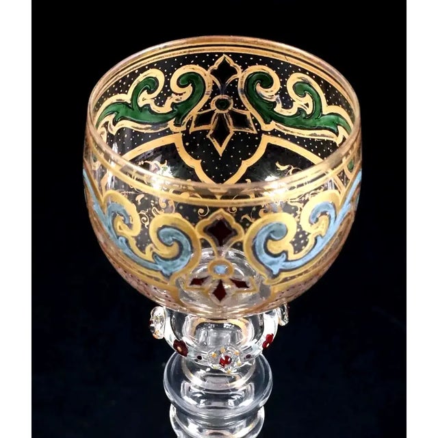 1920s 1920s Hand Blown and Decorated Vine Glasses, Venice - Set of 6 For Sale - Image 5 of 8