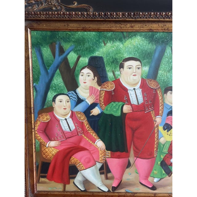 Figurative After Fernando Botero “Lefty & Gang” Ornately Framed Iconic Canvas Reproduction For Sale - Image 3 of 7