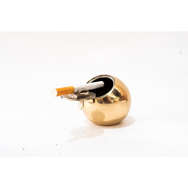 Mid-Century Modern Vintage Round Alpaca Brass Ashtray, 1950s For Sale - Image 3 of 10