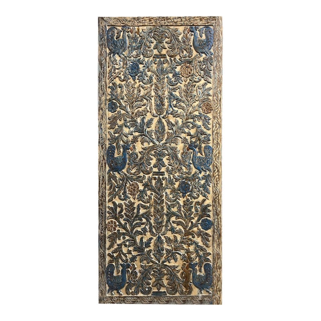 Tree of Life Carved Door – Decorative Reclaimed Wood Door Panel 96x42 For Sale