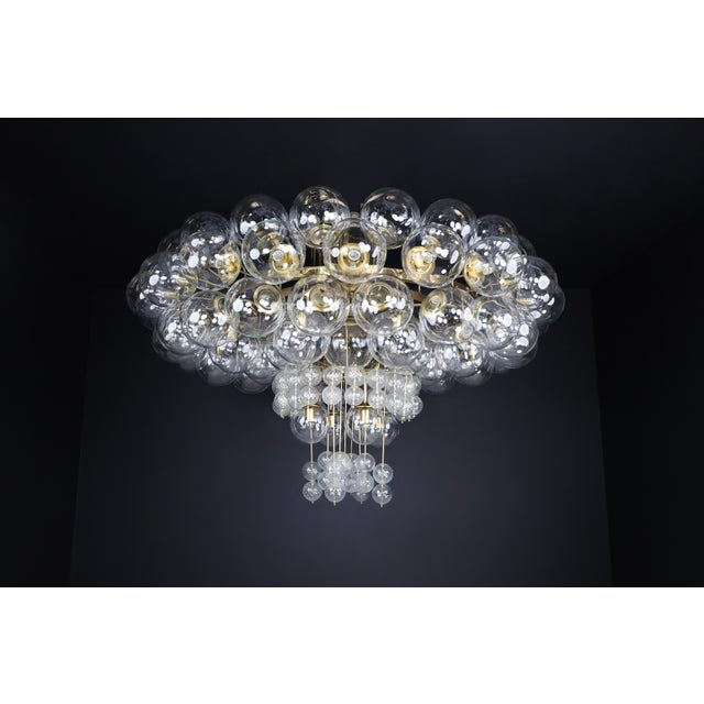 Grande Hotel Chandelier with Brass Fixture and Hand-Blown Glass Globes, 1960s For Sale - Image 4 of 18