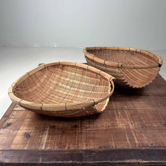 Vintage Japanese Kago Zaru Drying Baskets, 1950s, Set of 2 For Sale - Image 17 of 17