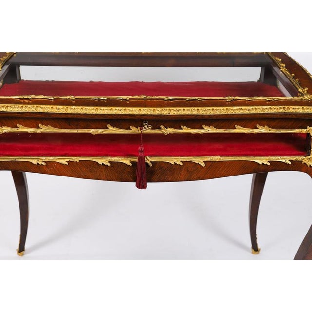 Antique 19th Century French Ormolu Mounted Bijouterie Display Table in Glass, Wood and Velvet For Sale - Image 15 of 18