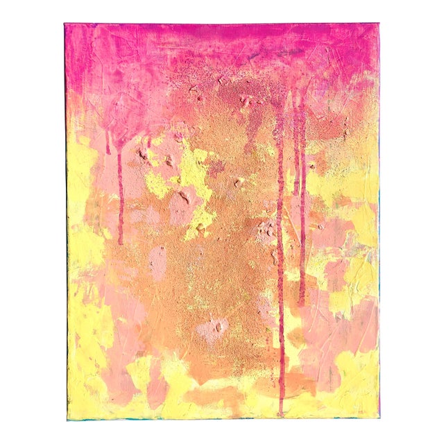 Contemporary Artwork by Cassandra Auker Original Acrylic Paint and Fl. Beach Sand on Canvas Painting “Rum Punch” For Sale