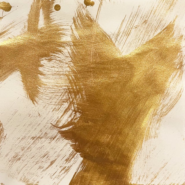 Gold Sumi Ink Painting Golden Flow No.4 by Fanyu Lin For Sale - Image 8 of 9