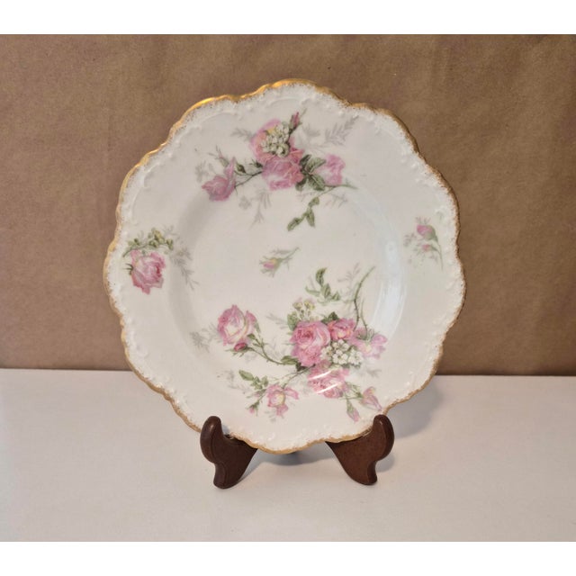 Late 19th Century Vintage Hand-Painted Limoges France Floral Porcelain Plates – Set of 5 For Sale - Image 5 of 5