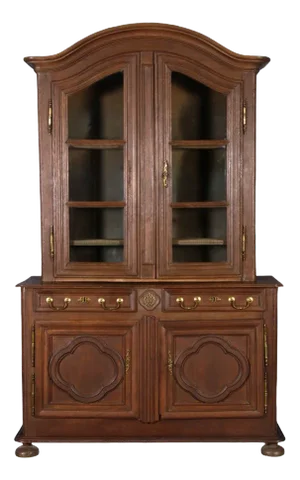 Antique Baroque Cupboard with Display Case Top, 18th Century