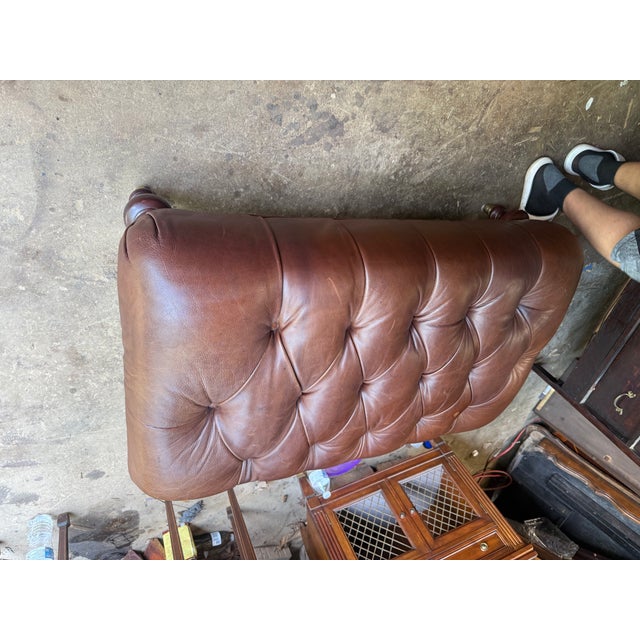 Vintage Chesterfield Syle Tufted Leather Ottoman Footstool For Sale - Image 13 of 16