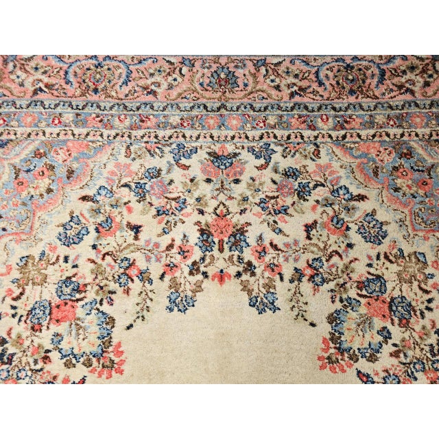 Vintage Oversized Persian Qazvin Area Rug, Hand-Knotted Wool, Floral Medallion, 10x20, Ivory & Blue For Sale - Image 18 of 18