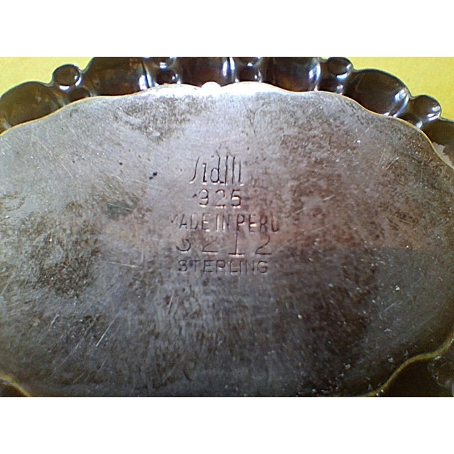 Vintage Siam of Peru Art Deco Fluted Sterling Silver Trinket Dish Master Salt For Sale - Image 4 of 7