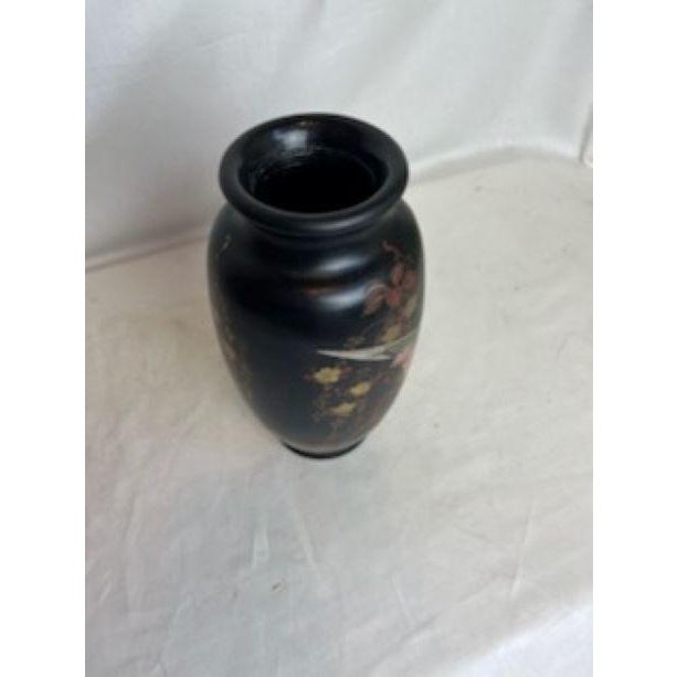 1920s Black and Metallic Vase With Birds and Flowers For Sale - Image 12 of 12