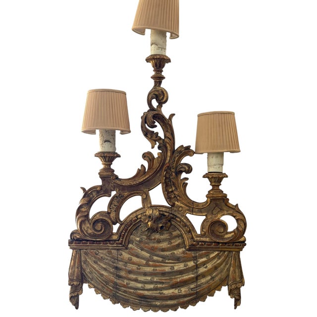 Rare Antique French Giltwood Wall Light Sconce - 1 of 2 Available For Sale - Image 4 of 6