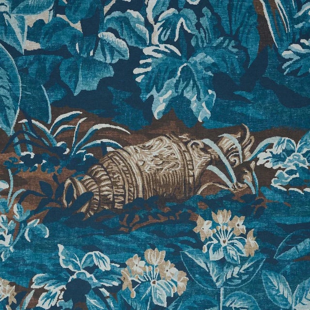 SAMPLE - Schumacher X Johnson Hartig La Forêt 3 Panel Set In Antique Blue Forest For Sale In New York - Image 6 of 6