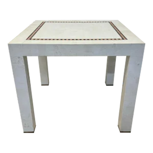 Maitland-Smith Tessellated Stone With Brass Inlay Game or Dining Table