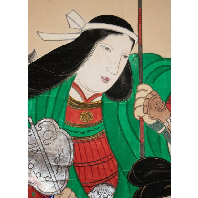 Antique Japanese Scroll Painting "Minister Takenouchi No Sukune and Empress Jingū" For Sale - Image 10 of 18