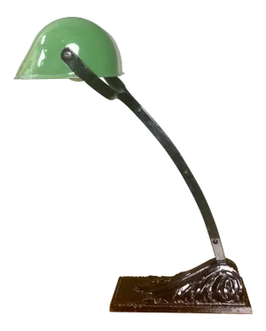 Art Deco French Cast Iron and Green Enamel Table Lamp from Niam, 1920s