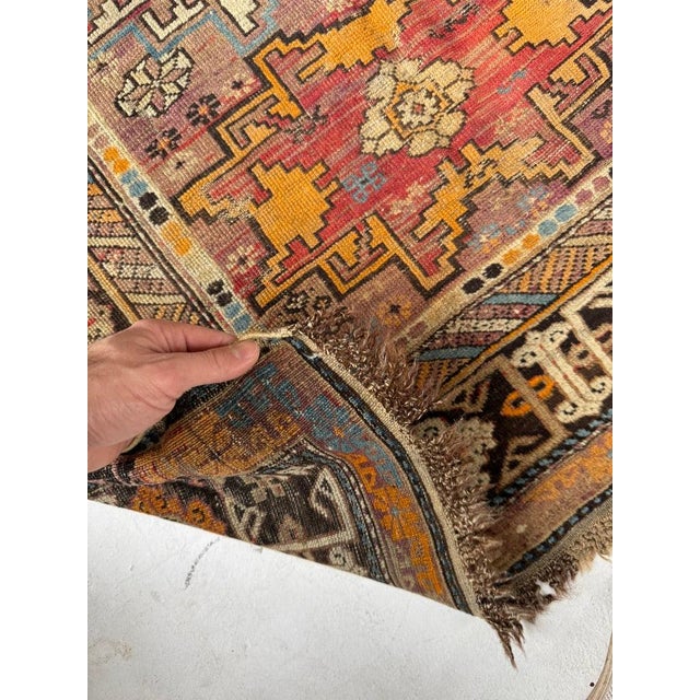 Persian Antique Caucasian Chi-Chi or Kuba with Outrageous Color Palette & Workmanship Rug 3.6 x 4.6 For Sale - Image 3 of 7