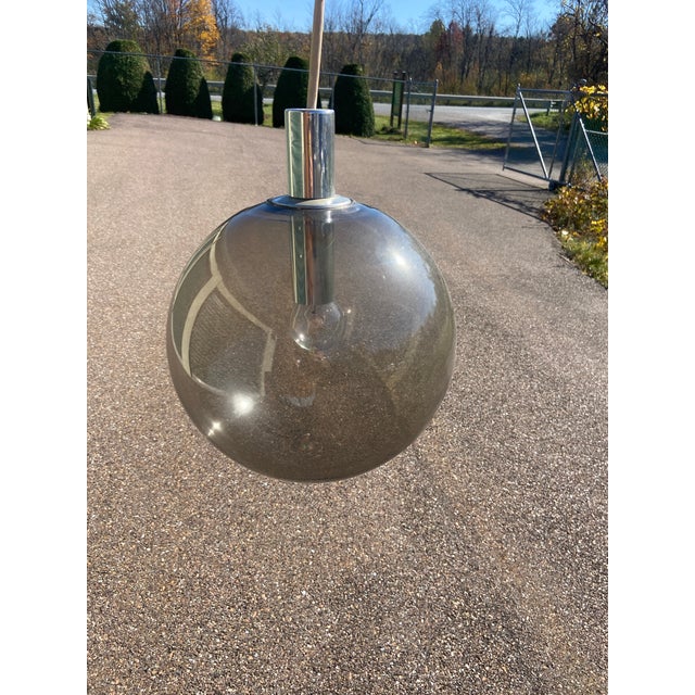 Mid-Century Modern 1960s Mid-Century Modern Smoked Glass Pendant Lights - Pair For Sale - Image 3 of 6