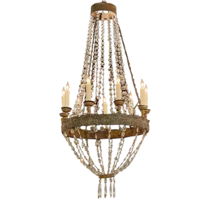 18th Century Italian Empire Style Repousse and Crystal Basket Chandelier