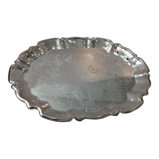 1970s Leonard Silver Manufacturing Silverplated Chippendale Tray For Sale