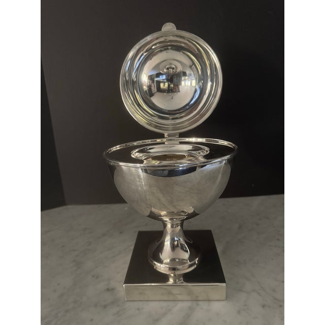 Silver Vintage St. James Silver Plate Vintage Caviar Server of Ovoid Form on Pedestal Base For Sale - Image 8 of 9
