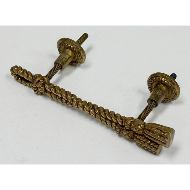 Figurative Vintage Brass Rope and Tassel Motif Drawer Pull For Sale - Image 3 of 7