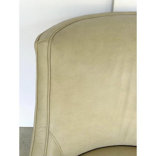 Modern Modern Beige Leather Club Chair For Sale - Image 3 of 7