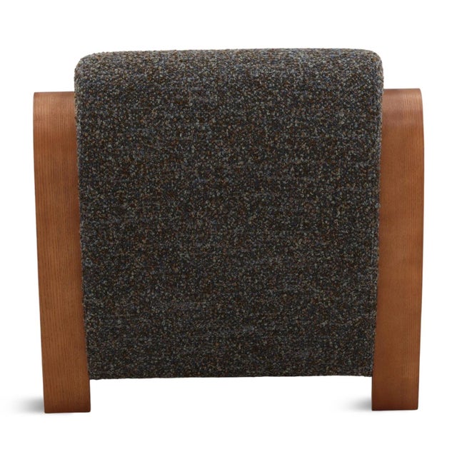 Ribbon Wood & Dark Boucle Art Deco Arm Chair For Sale - Image 4 of 7