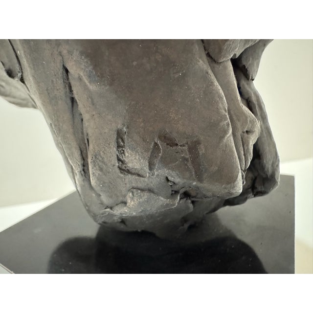 Brown 1960s Larry Mohr Bronze Bust on Marble Plinth Sculpture Signed From Artist Estate For Sale - Image 8 of 9