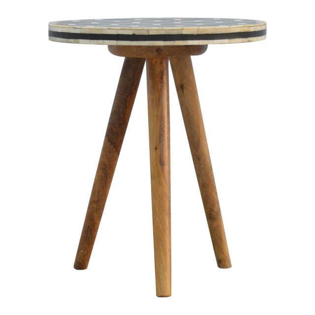 Modern Inlay Accent Stool With Tripod Base For Sale - Image 3 of 7