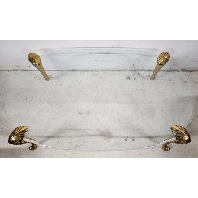 French Provincial Vintage French Provincial Coffee Table Brass & Glass by Chapman For Sale - Image 3 of 12