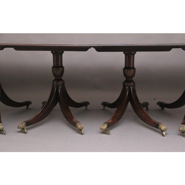 Brown Large Early 20th Century Mahogany Four-Pedestal Dining Table, 1920s For Sale - Image 8 of 11