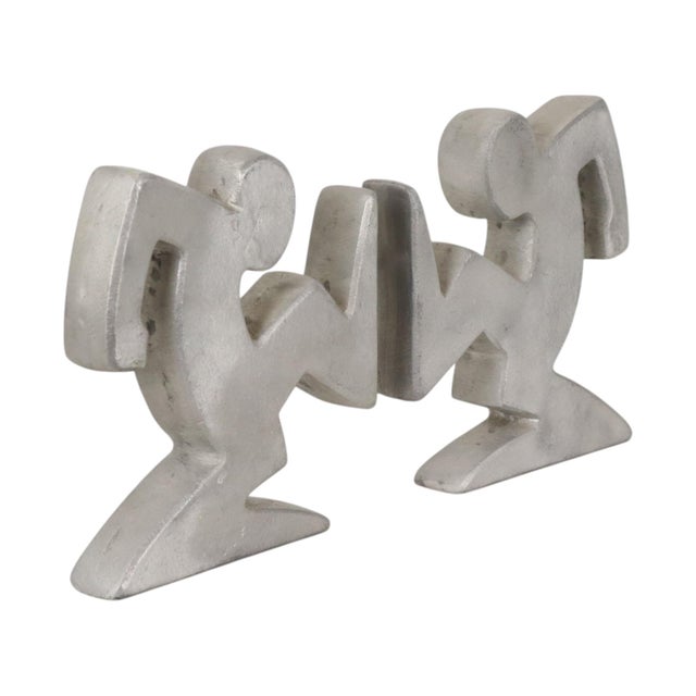 Metal La Linea Bookends by Osvaldo Cavandoli, 1970s, Set of 2 For Sale - Image 6 of 16