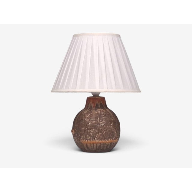 1960s Mid Century Modern Michael Andersen & Son, Table Lamp, Brown Stoneware For Sale - Image 4 of 12