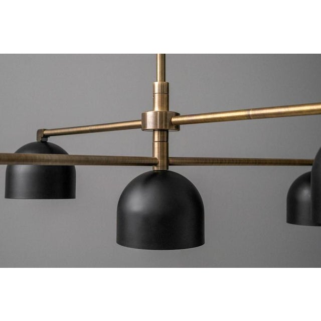 Mid-Century Modern Mid-Century Modern Brass Dome Chandelier, 5-Light Black Pendant Lighting, Mid Century Dining Room Fixture For Sale - Image 3 of 7