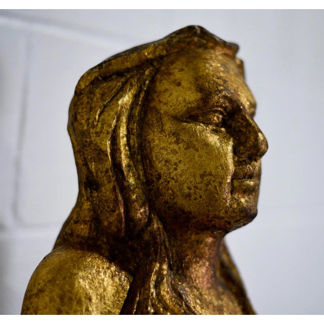 Vintage Carved Wooden Figurehead Gold Leaf Mermaid Bow of the Ship For Sale In Chicago - Image 6 of 10