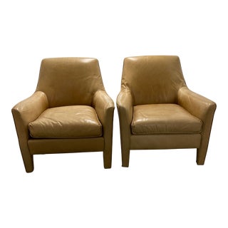 Pair Leather Crate & Barrel Chairs For Sale