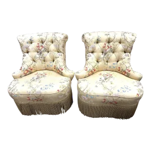 Karges Pair of French Tufted Slipper Chairs